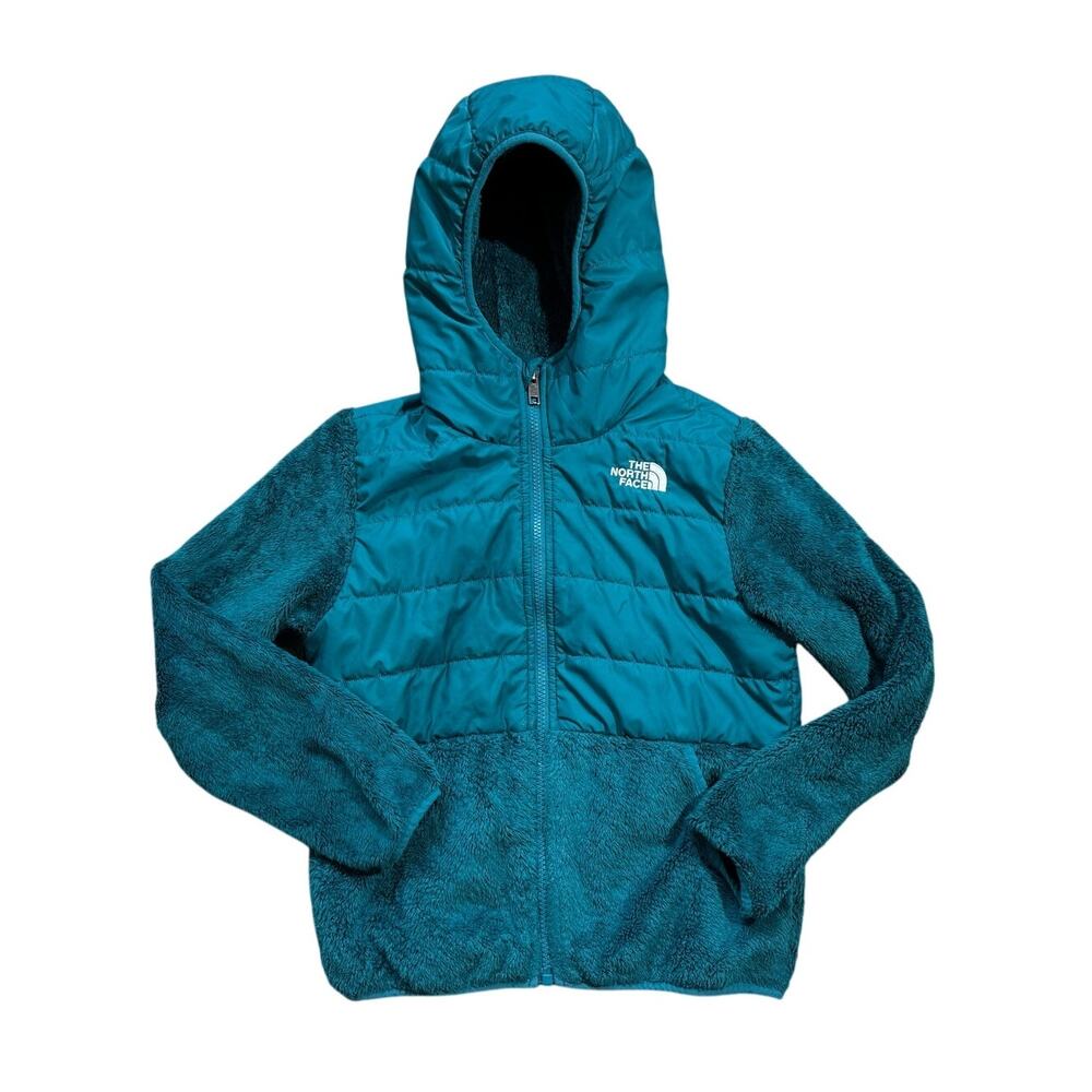The North Face Girl's Mashup Hybrid Fleece Puffer Hooded Jacket Teal Size M/10